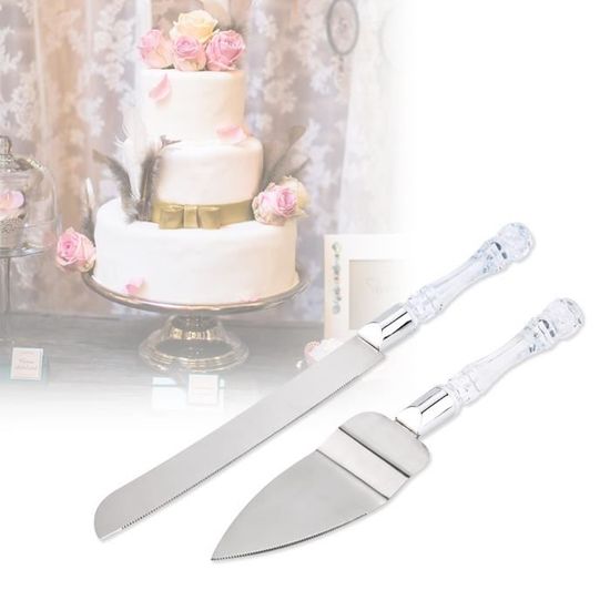 Pelle à gâteau, outil de cuisine Spatule, 2pcs acier inoxydable couteau à gâteau pelle couteau ensemble de gateau de mariage-WAL
