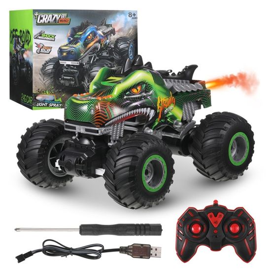 Voiture Dinosaure Telecommandé Tout Terrain Enfant,Dinosaure jouet Rechargeable pour garcon 4 5 6 7 8+ ans,Stunt Drift Voiture
