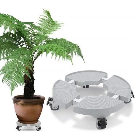 Mcbazel Support Plante à Roulettes Réglable 40-58cm - Charge 200kg, 8 Roues Verrouillables, Pour Pots De Fleurs, Parasol, Noir