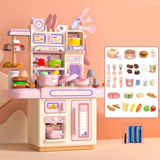 VGEBY mini cuisine de jeu Ensemble de cuisine avec sons et lumières  réalistes Jouets de cuisine éducatifs pour enfants