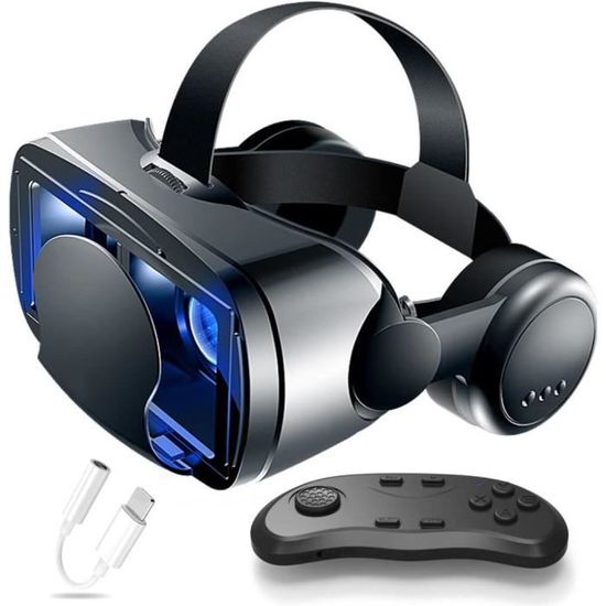 Casque VR Retoo - Réalité Virtuelle 3D Pour Smartphones Android/iOS 3.5-6.3" - Manette Bluetooth Incluse - Blanc