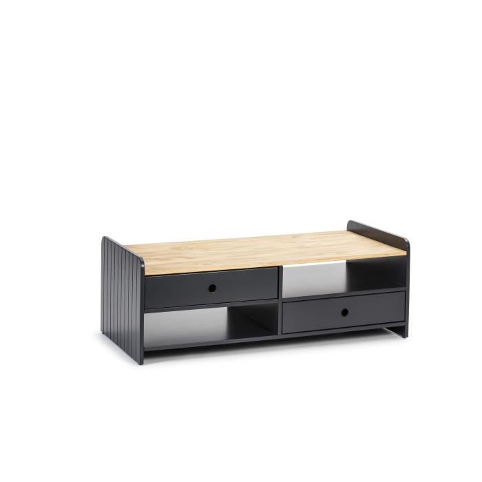 ARIANE Table de salon ARIANE 2 tiroirs - Décor chêne et anthracite - L 110 x P 55 x H 40 cm
