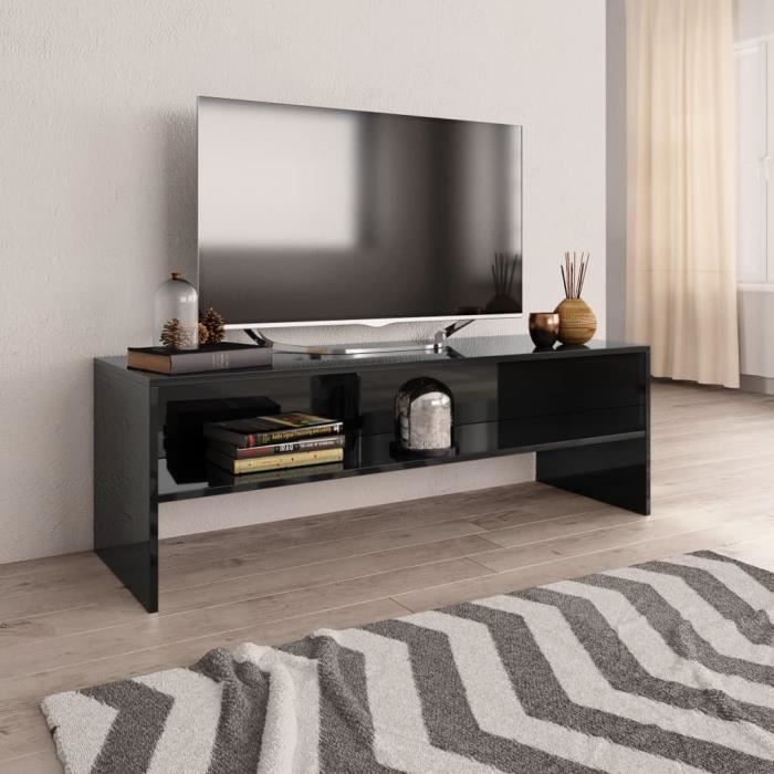 WIPES Meuble TV Noir brillant 120 x 40 x 40 cm Aggloméré