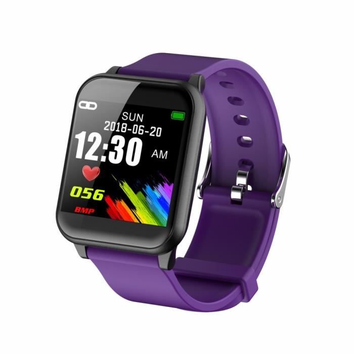 Montre Connectée Homme Femme Violet, Grand Écran Fitness Tracker Sport Fréquence Cardiaque Moniteur de Tension Artérielle