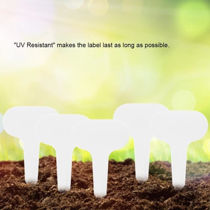 Etiquette Jardin,100pcs plante en plastique de type t balises marqueurs étiquettes de jardin de pépinière 5 * 7 cm (Blanc)
