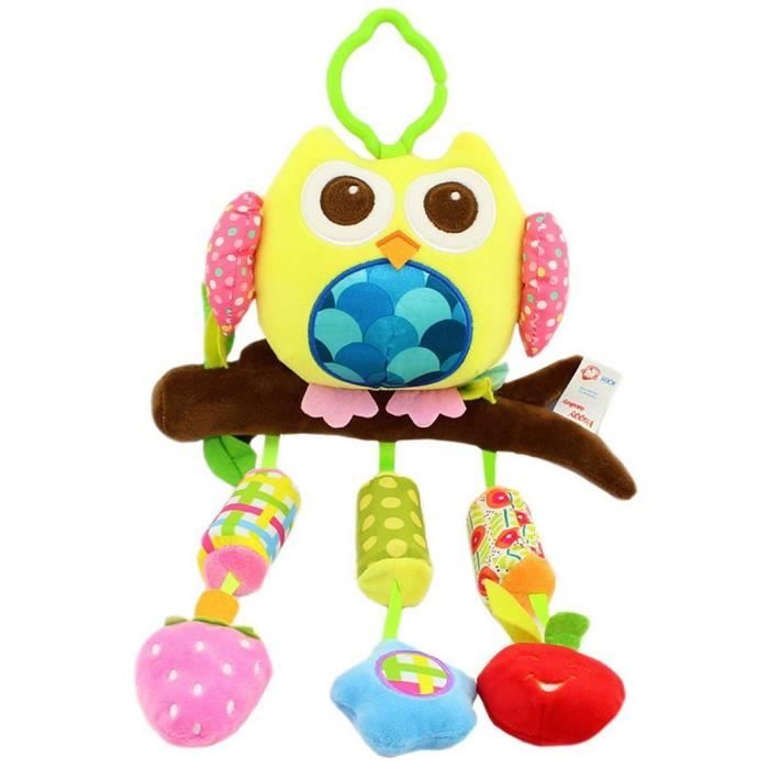 Jouet Activité pour Bébé Peluche Musique Hochet Bébé Suspendre Berceau Chambre Lit et Poussette Multifonction Hibou