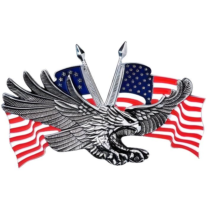 Emblème autocollant Aigle drapeau USA américain métal moto custom Grand Format
