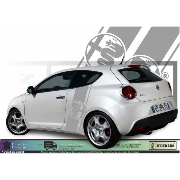 Bandes Capot Alfa romeo - GRIS ALU - Kit Complet - Tuning Sticker Autocollant Graphic Decals