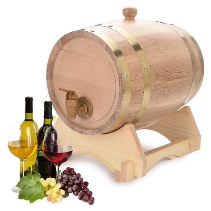 5L Tonneau en bois de chêne de vintage pour porto rhum à la bière et au whisky avec support