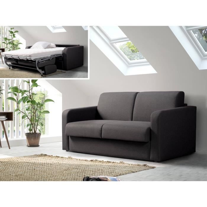 Malaga - Canapé 3 places convertible - ouverture express - couchage quotidien Couleur - Gris foncé