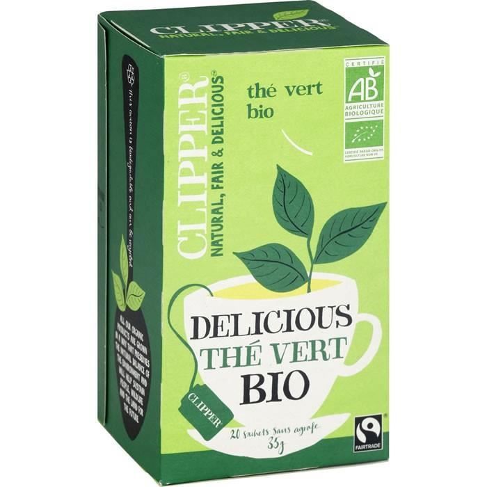 LOT DE 12 - CLIPPER Delicious Thé vert bio - 20 Sachets