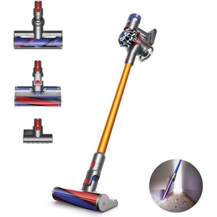 Nouveauté DYSON V8 Absolute + / Aspirateur Balai / 7 brosses et accessoires / 40 minutes d’aspiration puissante