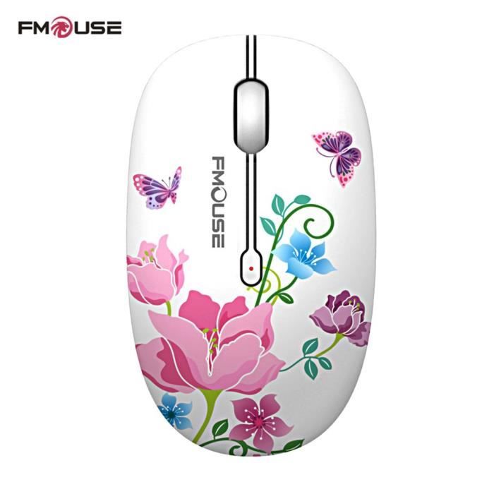 Souris sans fil super silencieuse 2.4G apparence exquise 1600DPI ordinateur portable souris optique sans fil, multicolore mélangé