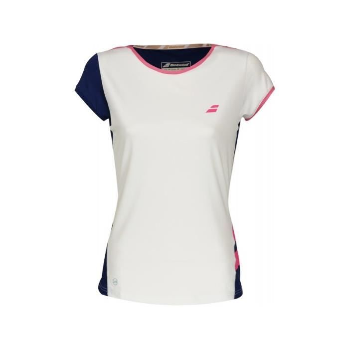 T-Shirt BABOLAT Femme Performance Cap Sleeve Bleu / Blanc PE 2018
