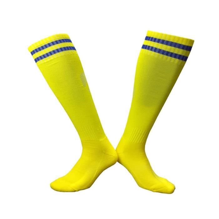 Chaussettes de football section mince pour adultes Chaussettes montantes de Compression Homme Femme Chaussettes de sport à rayures