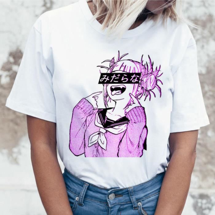 Cartoon My Hero Academia Harajuku T-Shirt-Blanc