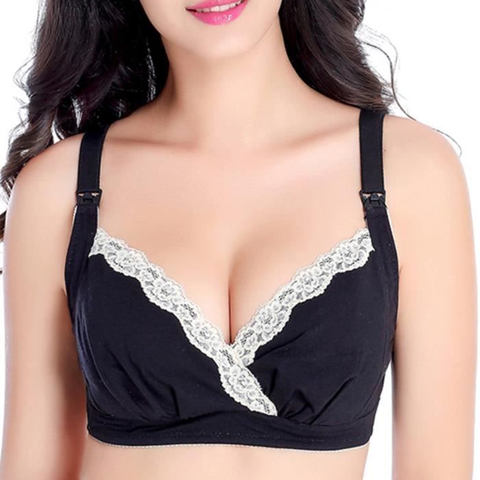 Soutien-gorge d'allaitement pour femme Boucle ouverte sur le devant Dentelle d'allaitement Sous-vêtements de maternité non réglables
