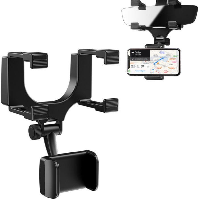 Support de Téléphone pour Rétroviseur de Voiture, Support Téléphone de Rétroviseur de Voiture Rotatif à 360 Degrés Universel