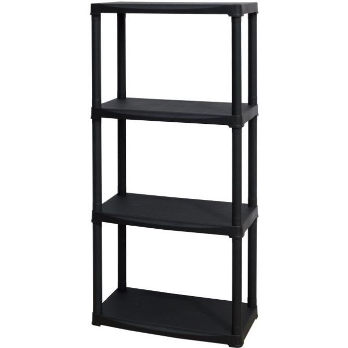 TOOD Etagère en résine 4 tablettes - Hauteur 133 cm Largeur 60 cm - Noir