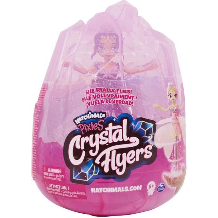 HATCHIMALS PIXIES CRYSTAL FLYERS - 6059634 - Fée volante magique avec socle Violette - Poupée qui vole jouet enfant