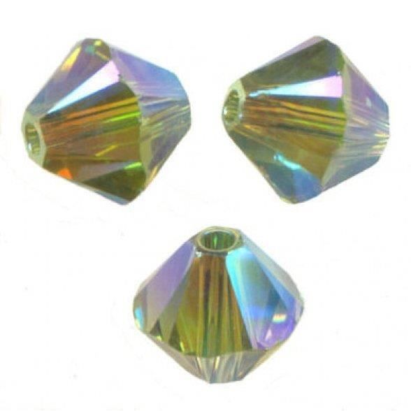 50 Perles Toupies Cristal Swarovski® 4mm KHAKI AB2X
