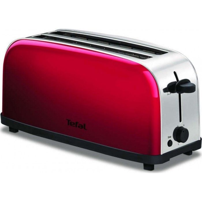 TEFAL - Grille pain 2 longues tranches Rouge et inox