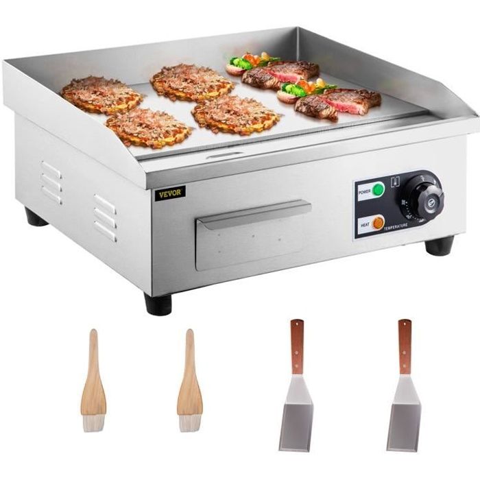 VEVOR 550x350mm Plancha Électrique Inox Plaque Cuisson Barbecue Table BBQ Gril