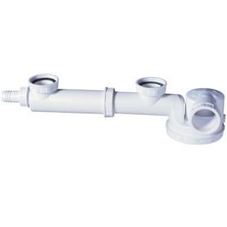 WIRQUIN Tubulure espace avec siphon extra plat intégré - Évier 2 bacs - Sortie orientable