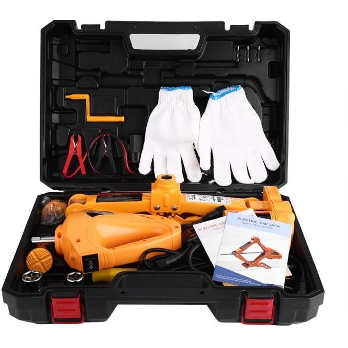 3 tonnes 12V DC Auto Cric électrique Levage Voiture SUV Équipement d'urgence avec clé à chocs #