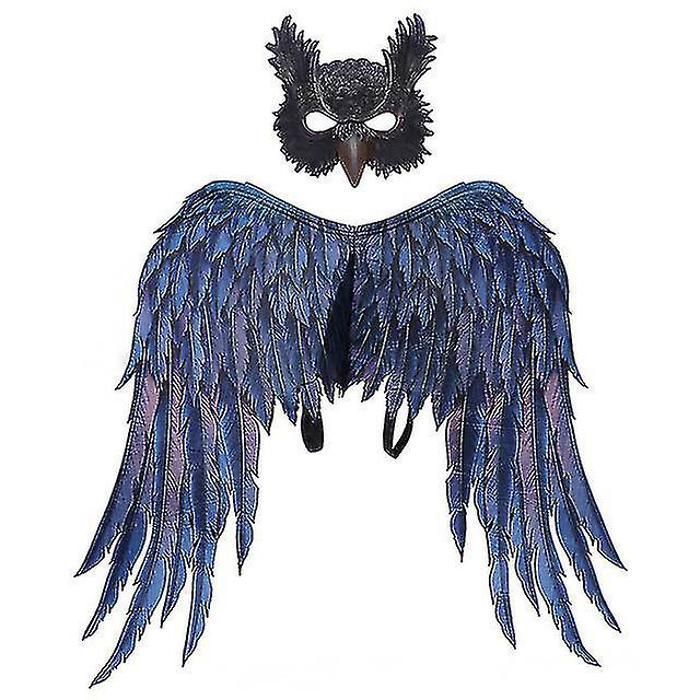 Costume Complet Dragon Enfant - Combinaison, Ailes, Queue, Masque - Taille 4 à 12 Ans - Bleu - Pour Halloween, Carnaval