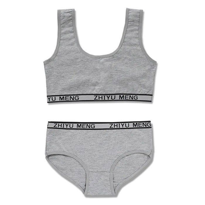 4 Ensembles Soutien-Gorge Sport + Culotte Fille 8-16 Ans - Coton Doux - Pour Yoga, Danse