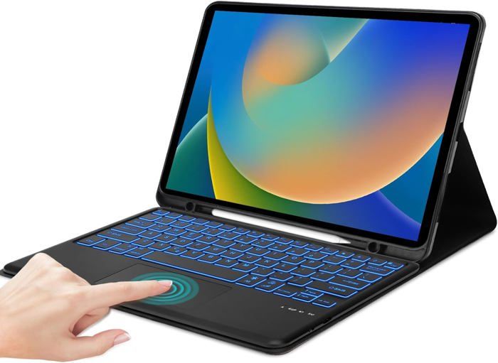 Coque Clavier Bluetooth Pour IPad Pro 12.9 (6e/5e/4e/3e Gen) – AZERTY Français, Rétroéclairage 7 Couleurs, Trackpad - 6