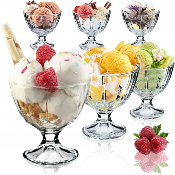 Tasses à Dessert à Glace - KADAX - 300 ML - Lot de 6 - Verre Transparent - Compatible Lave-Vaisselle