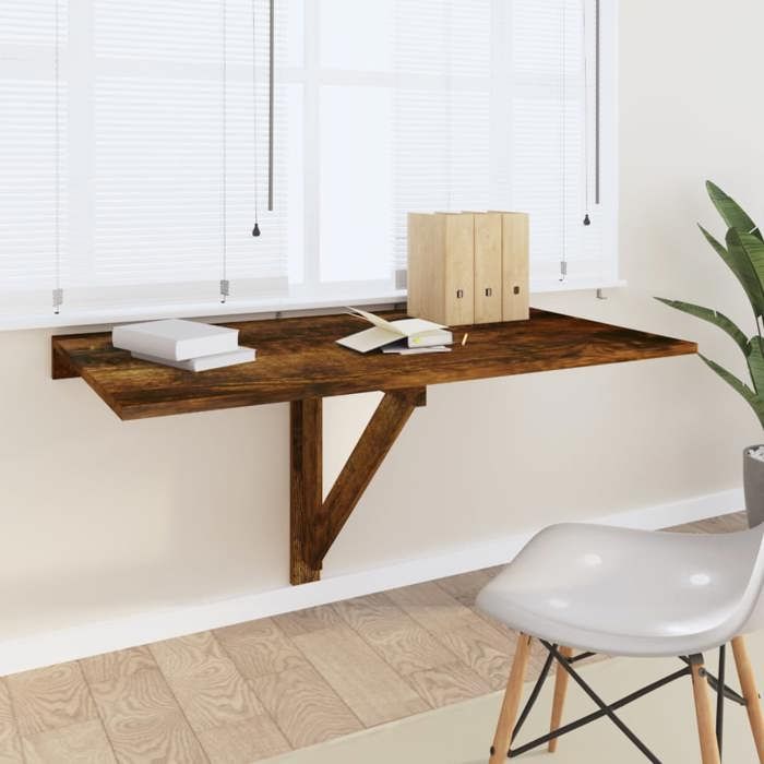 Table murale pliante flottante en bois pour salle à manger, chambre à coucher, balcon - Solution peu encombrante Table murale pliante flottante en bois pour salle à manger, chambre à coucher, balcon - Solution peu encombrante