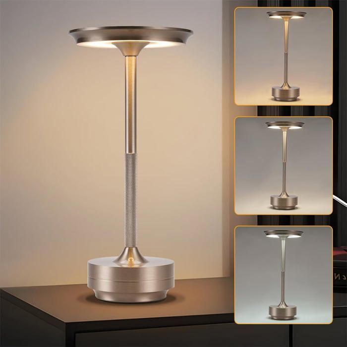 Homefire Lampe de chevet sans fil Lampe de table Batterie - Lampe de table LED Lampe tactile à intensité variable avec batterie USB