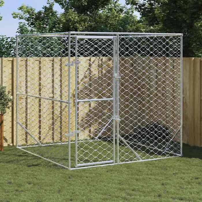 Comparer les prix de Enclos pour Chiot BDM - Chenil d'extérieur pour chiens - argenté 2x2x2 m acier galvanisé DECO J6613862