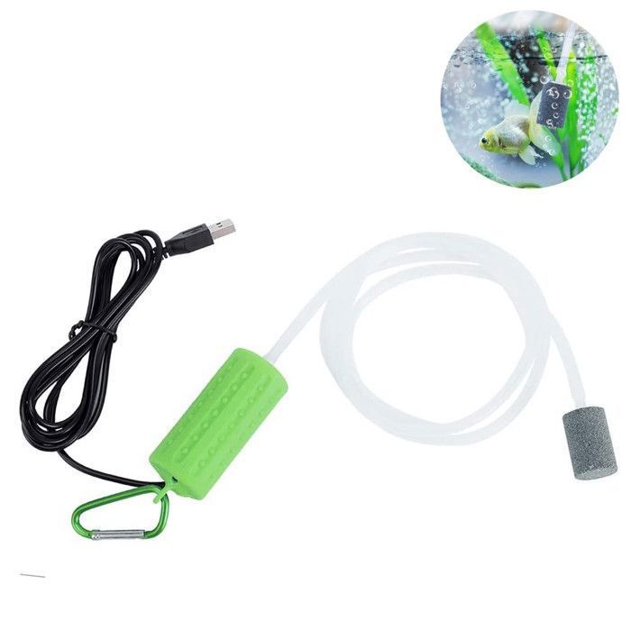 Meilleurs prix pour Pompe à air pour aquarium, ultra silencieuse, faible consommation 1 W, portable, bleu foncé/noir/vert, 7 x 3 x 3 cm