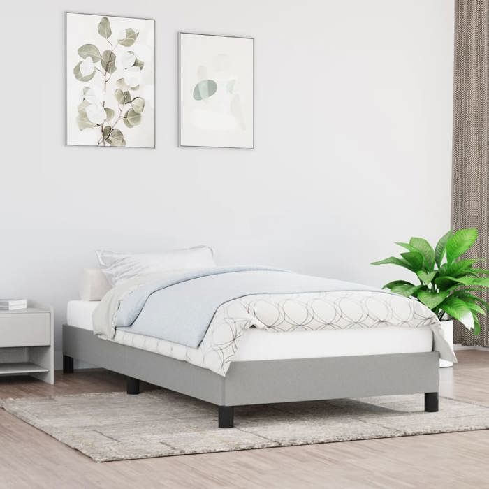 Lit classique simple - Cadre de lit - sans matelas - gris clair 80x200 cm tissu DECO JA8875539