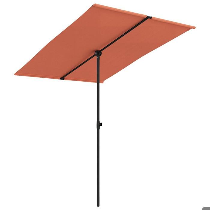 Parasol de jardin - CLOUD - Hauteur Réglable - avec mât en aluminium - 2x15 m Terre cuite U426
