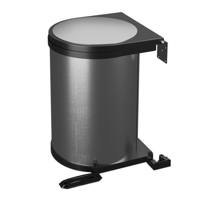 Relaxdays poubelle encastrable pivotante 12 l placard de cuisine 37 x 28 x 28 5 cm acier inoxydable argenté/noir