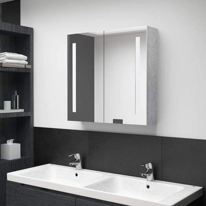 Clarence* Armoire murale à LED SOLOMON Meuble de salle de bain à miroir LED Gris béton 62x14x60 cm &Europ6177114