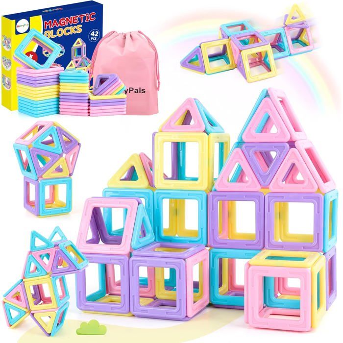 Construction Magnetique Enfant 42Pièces Jouet Pour Fille Garcon 3 4 5 6 Ans Educatif Jeux Cadeaux Jeux Magnetique Enfant Cadeaux