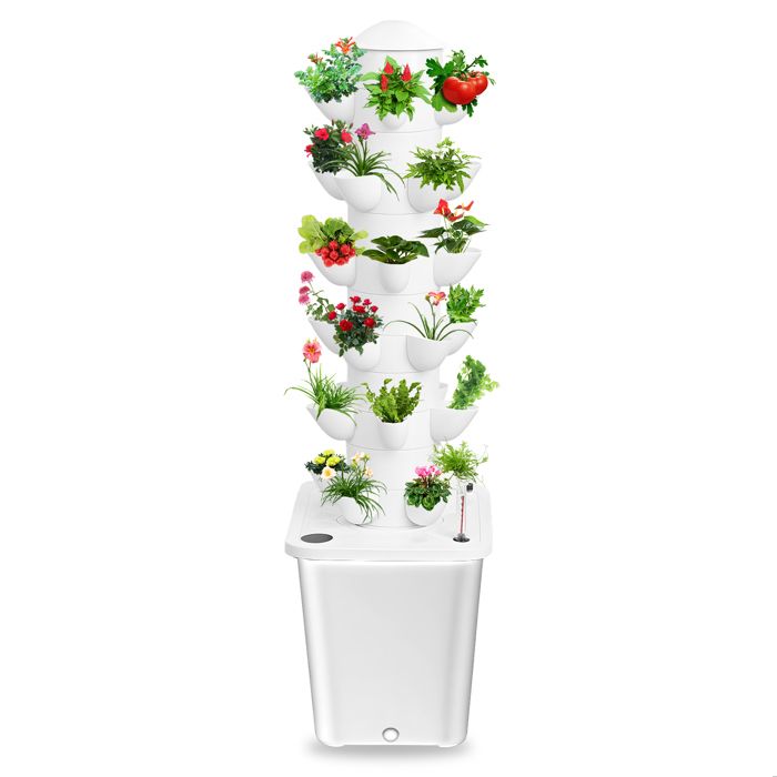 Tour Hydroponique 6 étages Pour Culture Intérieure - Système Aéroponique Pour 30 Plantes, Réservoir 10L