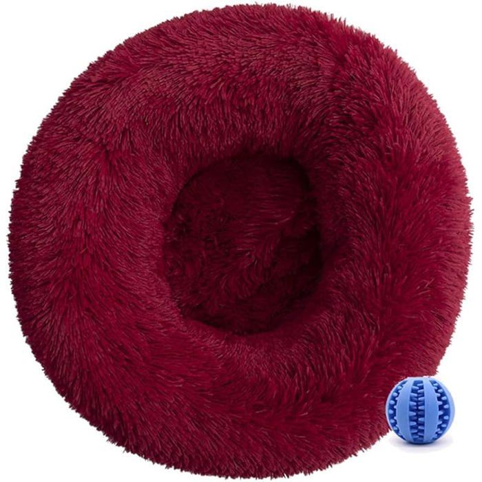 Meilleurs prix pour Panier Chien Peluche Coussin Chien Rond Lit pour Chat Coussin Chat Lavable Peluche Animale Compagnie Lit Bourgogne 40CM CORBEILLE