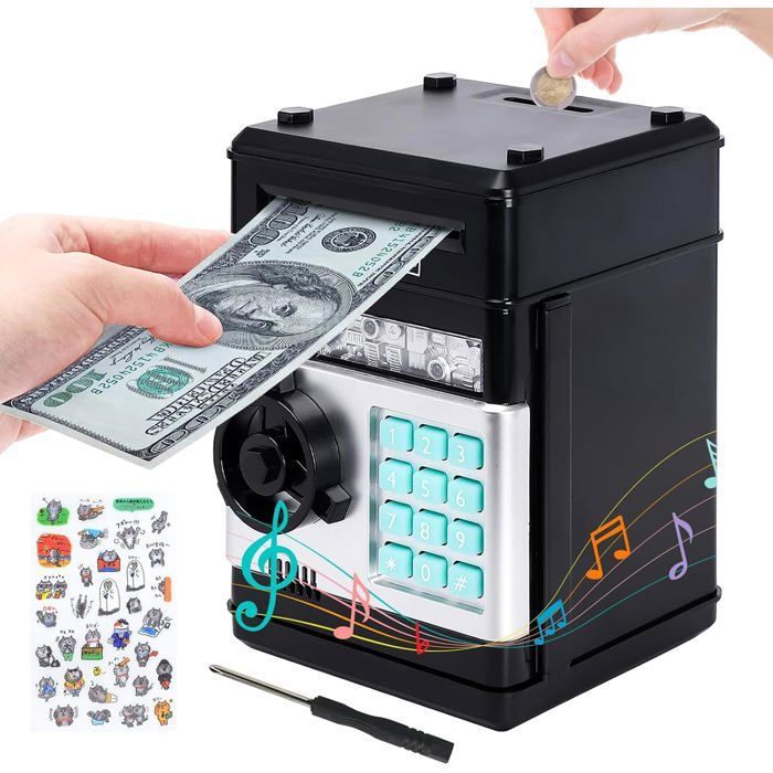 Tirelire Enfant Electronique Protection par Mot Passe défilement Automatique du Papier-Monnaie Tirelire Billet ATM Savings Bank