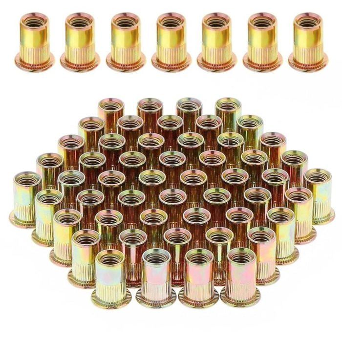 100 Pièces Écrou Rivet M8 Fileté, Écrous Riveter Acier Carbone Zingué ...