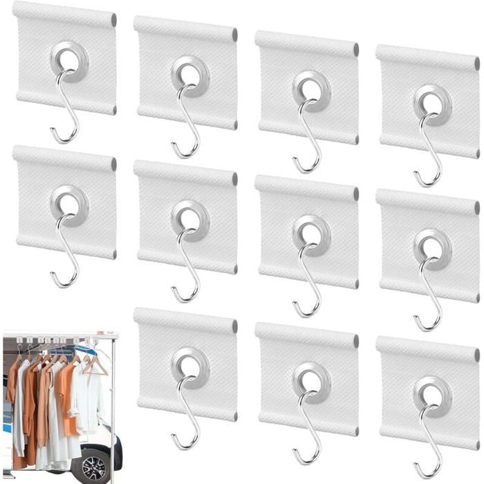 DRE-Crochets pour Caravanes Ensemble 24 pièces (12 œillets passepoil + 12 crochets en S) pour Rail Passepoil 5/6 mm à 7/8 mm Acc