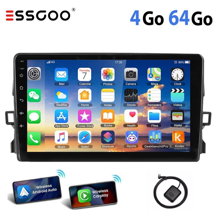 Autoradio Android pour Toyota Auris - ESSGOO - 9 pouces - 4Go RAM ...