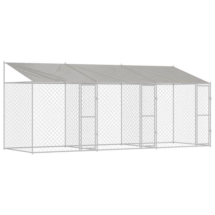 Cage pour chien en acier galvanisé - vidaXL - 600x200x256 cm - Argenté - Résistant à la corrosion