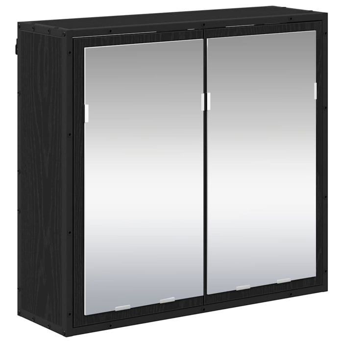 Armoire miroir de salle de bain - vidaXL - Chêne noir - 65x20x60 cm - Miroir intégré - Étagère - Porte